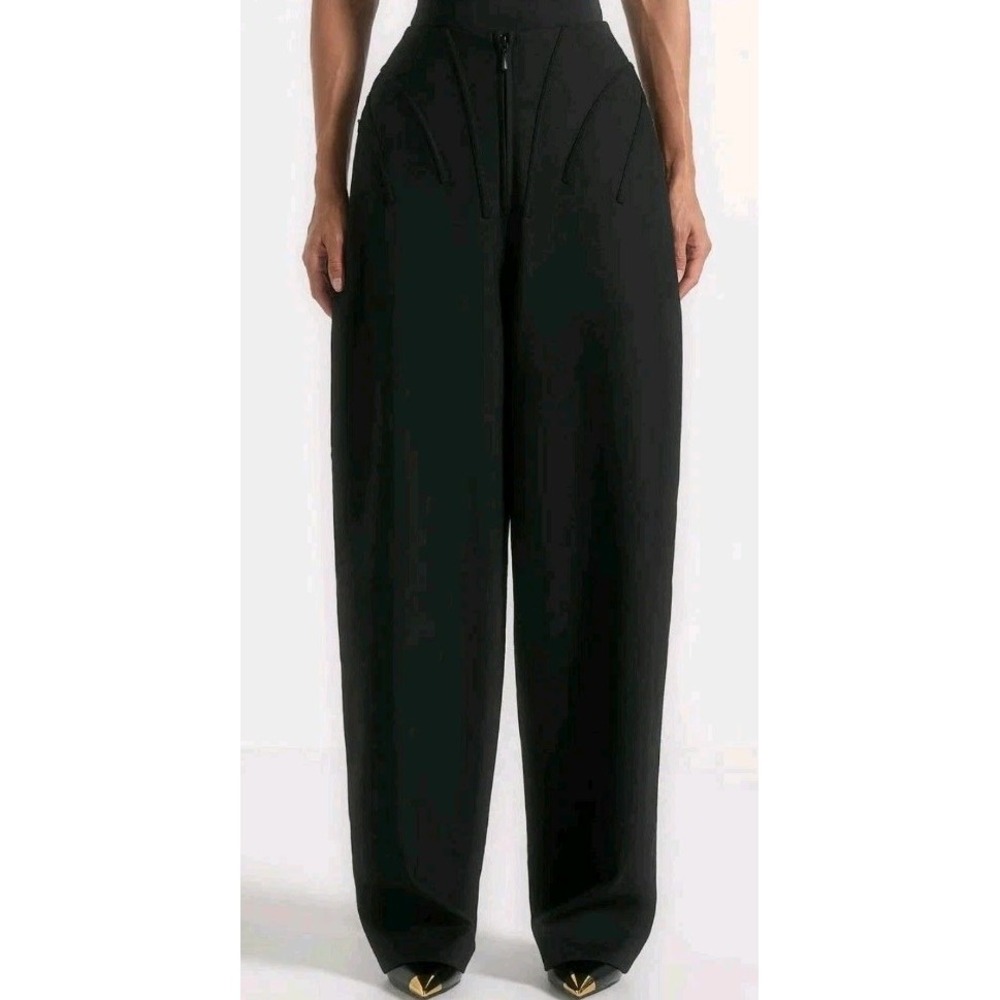 Maniere De Voir The Rena High Waisted Sculptural Pants Women's Size 4 Black
